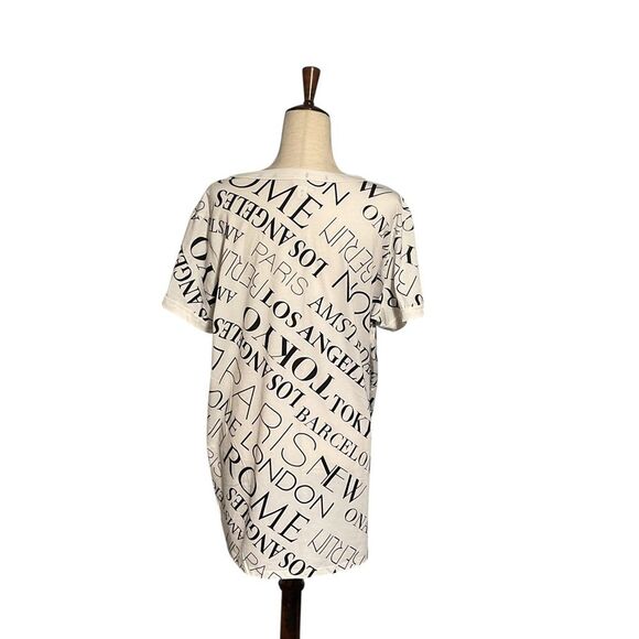 LuLaRoe White All Over City Text Print Top - Picture 9 of 11